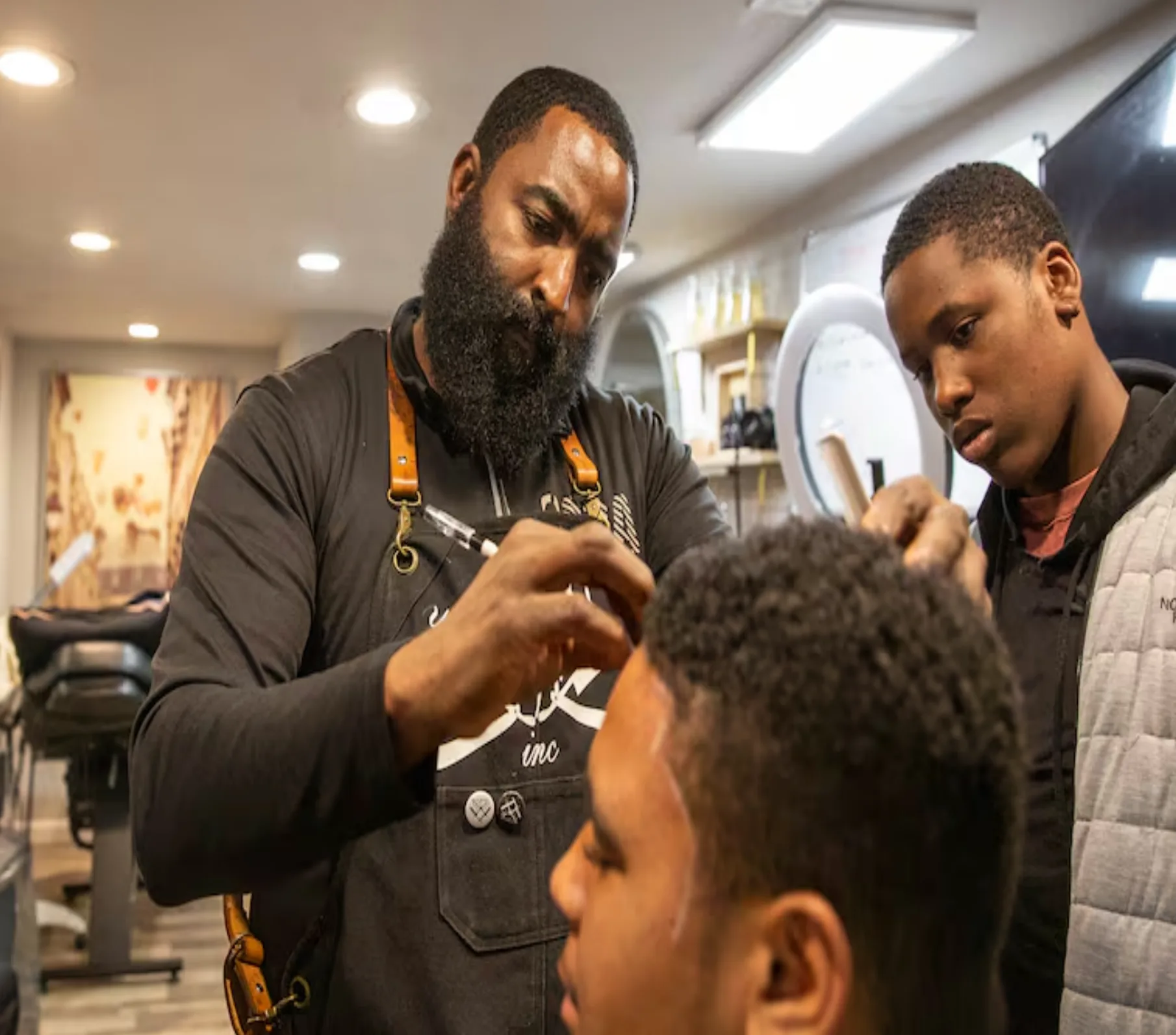 Barbering student practical training